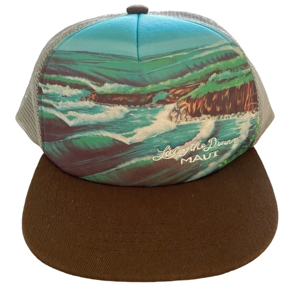 NEW Living the Dream MAUI Snapback Hat Cap w/ Brown Flat Bill Unisex Kid’s Size
